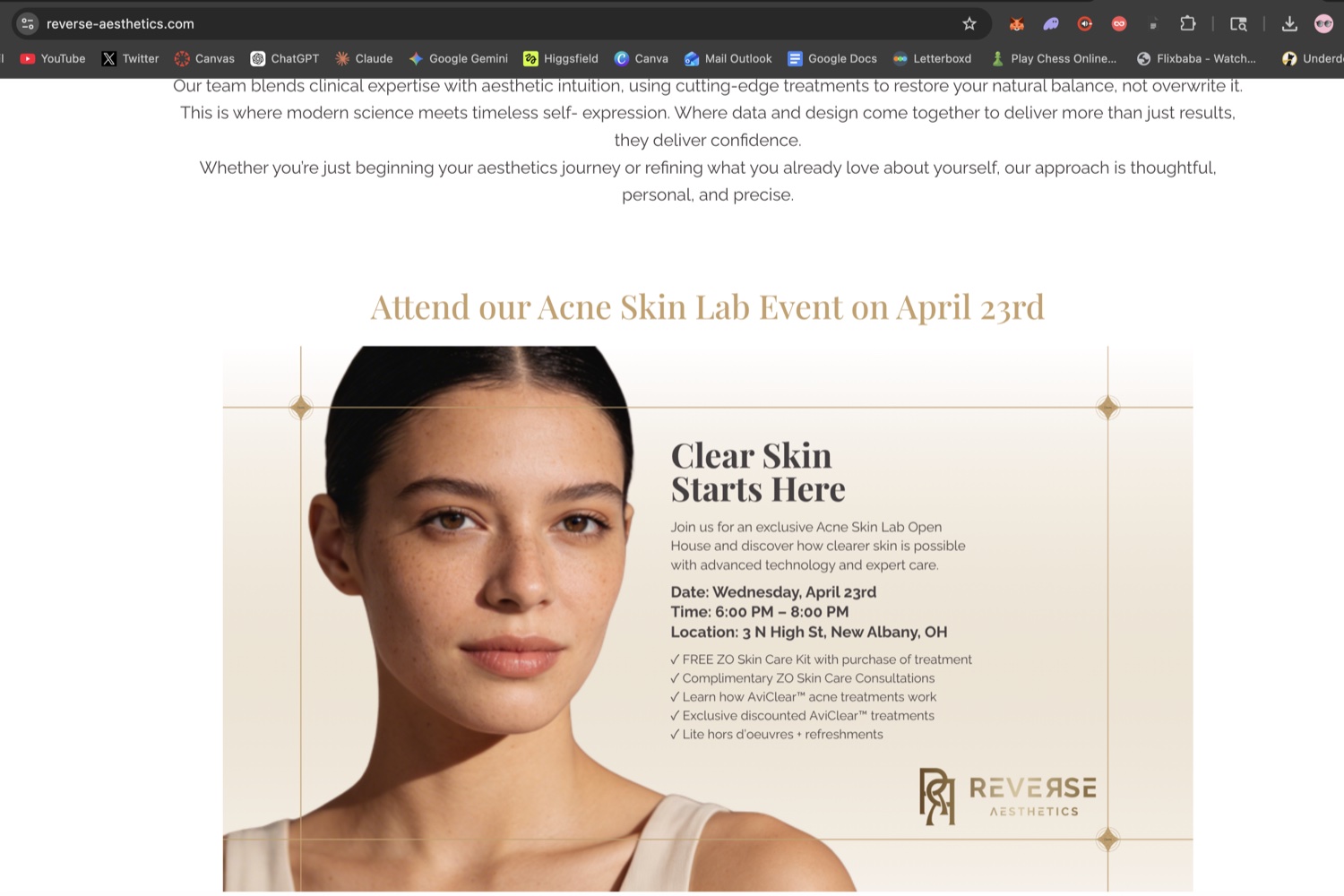 Reverse Aesthetics website ad