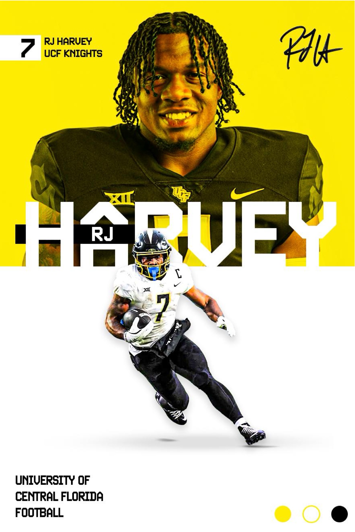 RJ Harvey athlete spotlight spec poster designed in Photoshop